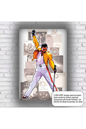 Freddie Mercury queen solist rock müzik ev dekorasyon mdf tablo retro ahşap poster