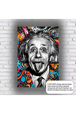 alber einstein bilim popart komik eğlenceli retro ahşap poster mdf tablo dekorasyon