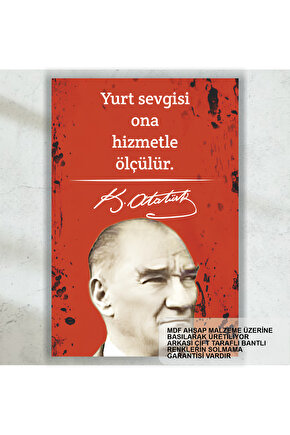 Atatürk sözleri mdf ahşap tablo yurt sevgisi retro ahşap poster