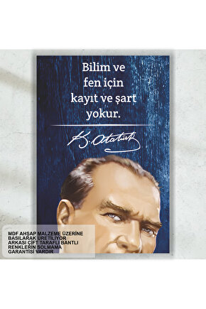 bilim ve fen Atatürk sözleri mdf tablo retro ahşap poster