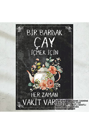 çay içmek güzel anlamlı sözler duvar yazıları ev mutfak kafe dekorasyon retro ahşap poster tablo