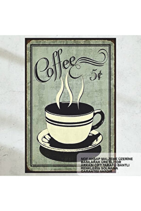 kahve fincanı vintage nostaljik tarz ev mutfak kafe dekorasyon tablo retro ahşap poster