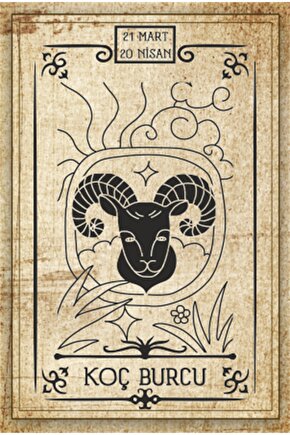 Koç Burcu Astroloji Burç Retro Ahşap Poster