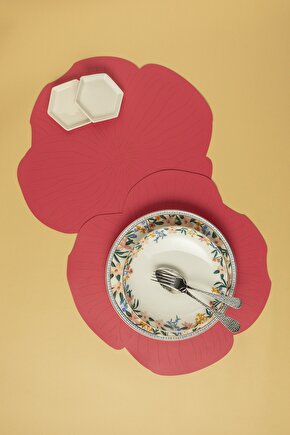 Blossom Suni Deri 2li Amerikan Servis 40 Cm Pembe