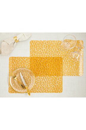 Golden Flower Pvc 2li Amerikan Servis 30x45 Cm Gold