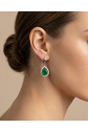 Mat Yeşil Taşlı Küpe