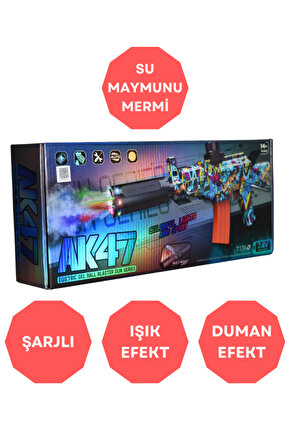 AK47 Şarjlı Işıklı ve Sesli Oyuncak Tüfek - Kalaşnikof Tüfek Su Maymunu Mermili