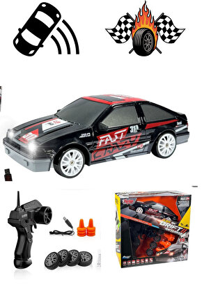 Oyuncak Uzaktan Kumandalı Aksesuarlı 2.4G Şarjlı 1:24 Drift Arabası 4x4 +4Yedek Tekerlek +15KmHız