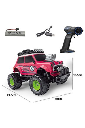 Oyuncak Uzaktan Kumandalı Full Fonksiyon 1:18 Şarjlı 2.4G Sevimli Off-Road Mini Araba