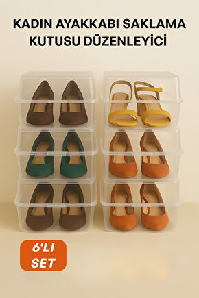 6lı Kadın Ayakkabı Koruma Kutusu Şeffaf Ayakkabı Saklama Kutusu Kadın Ayakkabı Düzenleyici