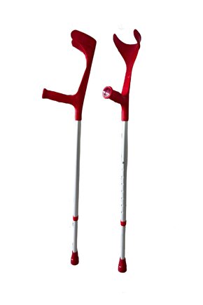 1 Çift KIRMIZI Kanedyen Koltuk Değneği Ayarlanabilir Dirsek Destekli Baston
