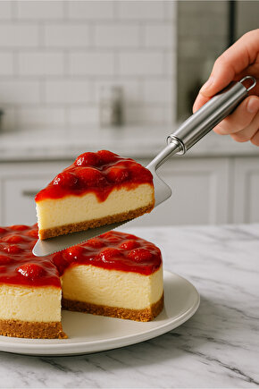 Paslanmaz Çelik Çok Amaçlı Pasta & Pizza Spatulası - Dilimleme Ve Servis - Tırtıklı