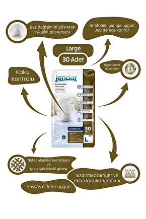 Emici Külot Yetişkin Hasta Bezi Large 30lu Paket