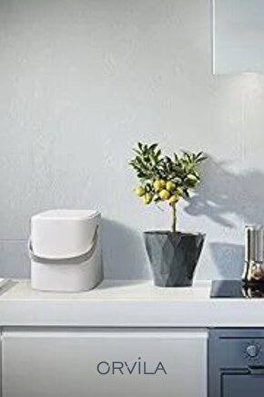 Otomatik Click Kapaklı Tutma Saplı İç Kovalı Tezgah Üstü Mutfak Çöp Kovası 4 LT.