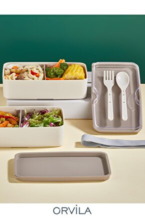 2 Kat Yemek Saklama Kabı Beslenme Kutusu Seti - Sporcu Diyet Öğrenci Fitness Okul Işyeri Sefer Tası