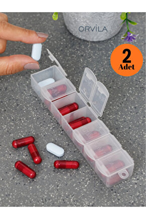 2 Adet Haftalık Ilaç Saklama Kutusu Kabı Şeffaf