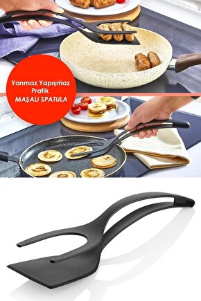 Yanmaz Yapışmaz 220 Derece Dayanıklı Teflon Maşalı Spatula - Spatula Servis Kepçesi