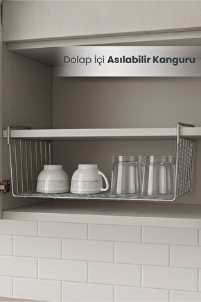Dolap Içi Asılabilir Kanguru Model Düzenleyici Raf 36cm - Krom