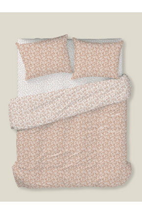 Lara Bloom Çift Kişilik Çarşaflı Nevresim Takımı 200x220 cm Pudra