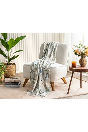Lerna Baskılı Koltuk Şalı 130x170 cm Gri