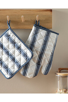 Blue Lines Polyester 2li Mutfak Seti 17x30 cm+20x20 cm Lacivert