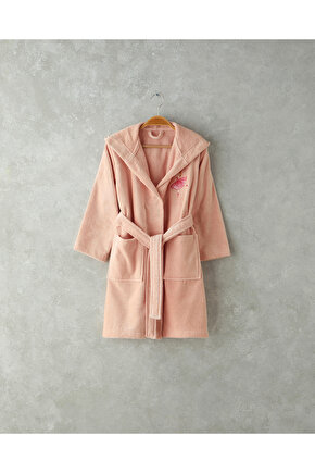 Ballerina Kadife Çocuk Bornoz 6-8 Yaş Pembe