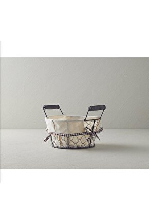 Aluna Metal Ekmek Sepeti 20 Cm Bej