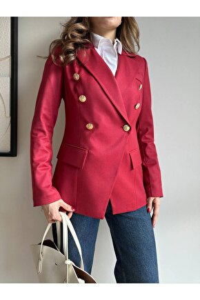Kadın Çapraz Tek Düğme Belden Oturtmalı Blazer Ceket