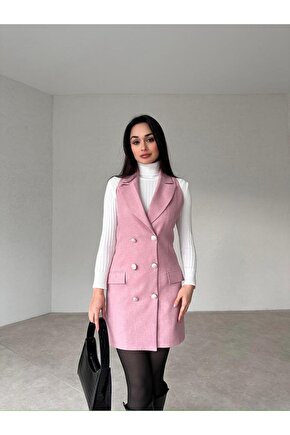 Yün Efekt Mini Yelek Elbise