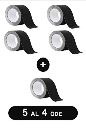 5 Adet Yapışkanlı Merdiven Kaydırmaz Bandı - Kaymaz Bant 5 Cm Genişlik 25 M Uzunluk