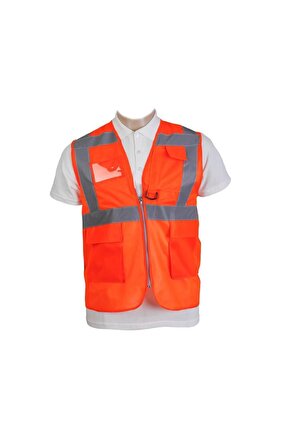 Motosiklet Yüksek Görünümlü Yelek Reflektörlü Fermuarlı Reflektik Motorcu Yelek Yeni Yasaya Uygun M