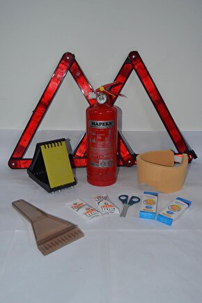 Üçgen Trafik Ve Ilkyardım Seti Mapeks Yangın Tüpü Takoz Reflektör Buz Kıracağı Süper Set