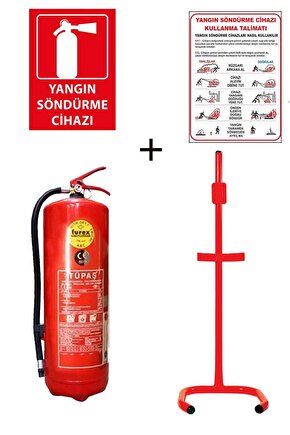 6kg Yangın Tüpü,yangın Tüpü Kullanım Talimatı, Yangın Tüpü Levhası, Ve C Tipi Sehpa 4lü Set