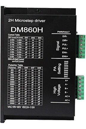 DM860H Dijital Step Motor Sürücü - 7.2A Fanlı ACDC Yüksek Voltaj CNC Sürücüsü