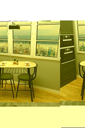 2 Kişilik Masa Takımı Mutfak Masa Sandalye Seti Döşemeli Çam 1346