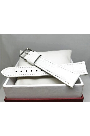 &Her Saate Uyumlu Hakiki  Deri Saat Kordonu 20   mm  (43) beyaz