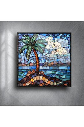 Tropikal Palmiye Cam Tablo