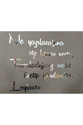 Kişiye Özel Yazı, Kendinden Yapışkanlı Aynalı Gümüş Pleksi Duvar Yazısı (HER 50 HARF IÇİN 1 ÜRÜN)