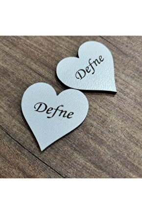 3x3 Cm Beyaz Ahşap Lazer Kesim Kalp Figürlü Etiket Isimlik 50 Adet