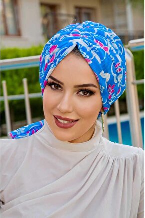 Mavi Desenli Tokalı Bone