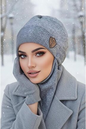 Gri Melanj Armalı Maskeli Bere