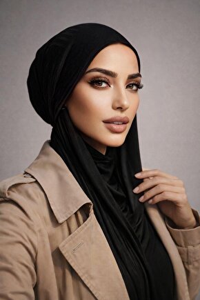 Siyah Çizgili Kelebek Model Bone Şal