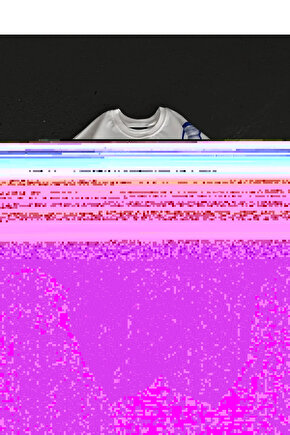 Unisex Bisiklet Yaka Baskılı Oversize T-Shirt - Beyaz