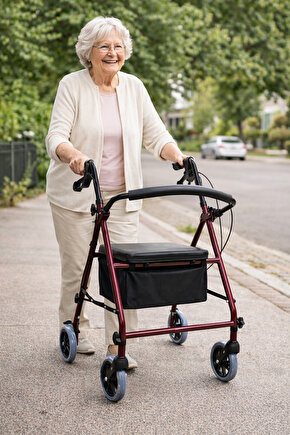 SEPETLİ Tekerlekli Yürüteç Walker Ekonomik Rollator Hasta Yaşlı Yürüteci