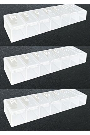 Haftalık Günlük Ilaç Saklama Kutusu Şeffaf - Hap Kabı 3 Adet