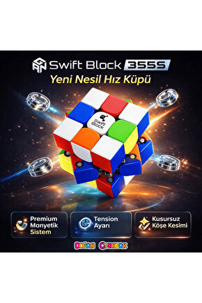 Profesyonel GAN Swift Block 355S Manyetik Küp - Swift Block 355S 3x3 Küp - Gan 3x3 Manyetik Küp