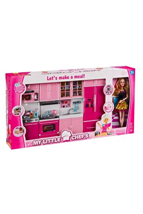 My Happy Kitchen Bebekli Dörtlü Mutfak Seti - Modern Mutfak Seti - Işıklı Sesli Mutfak Oyuncak - Fır