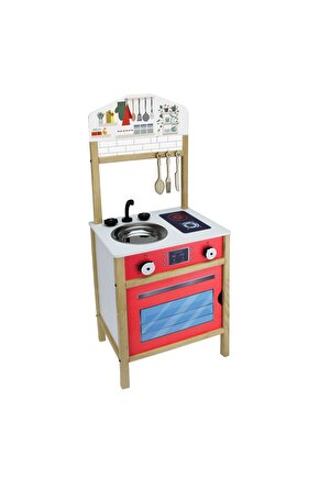 Hamarat Ahşap Mutfak - Ahşap Çocuk Mutfağı - Mutfak Seti - Kapaklı Mutfak - Fırınlı Mutfak