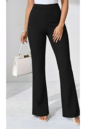 Kadın Yüksek Bel Paçaya Doğru Geniş Dalgıç Pantolon