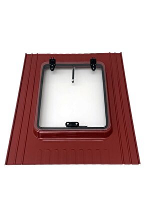Büyük Boy 70x55 Kiremit Çatı Çıkış Kapağı 1 Amortisörlü Ral - 3009 Bordo